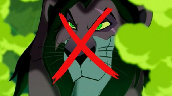 Scar from Disney's The Lion King with a red X
