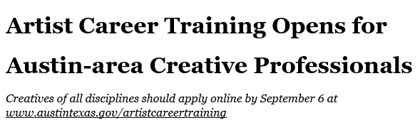 artist career training opens for creative professionals