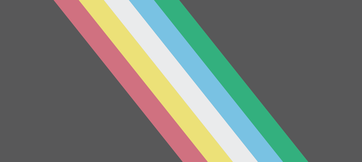 The new disability pride flag. A black background with thin stripes in the middle in red, yellow, white, blue, green.