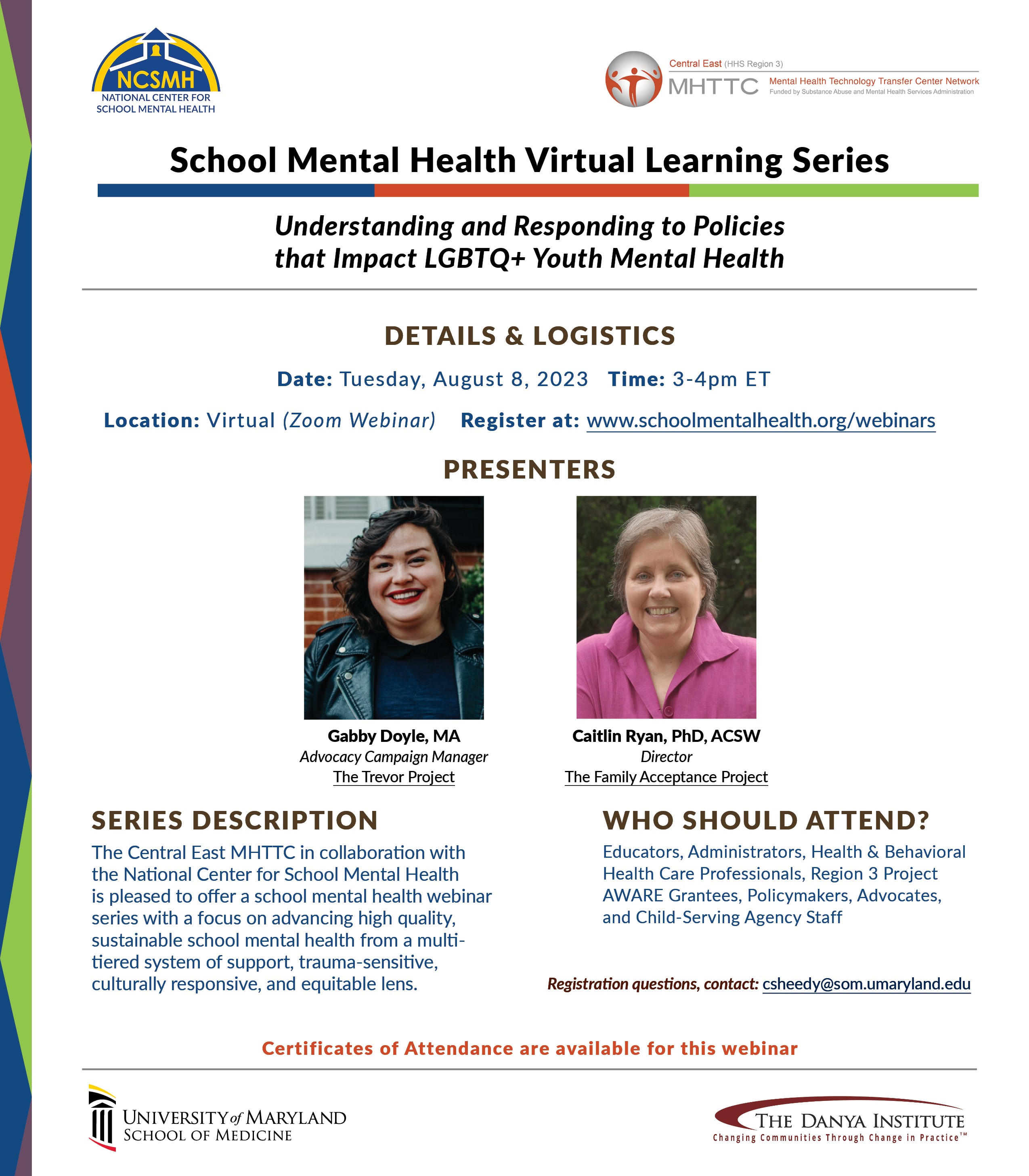 School Mental Health Virtual Learning Series June through September 2023