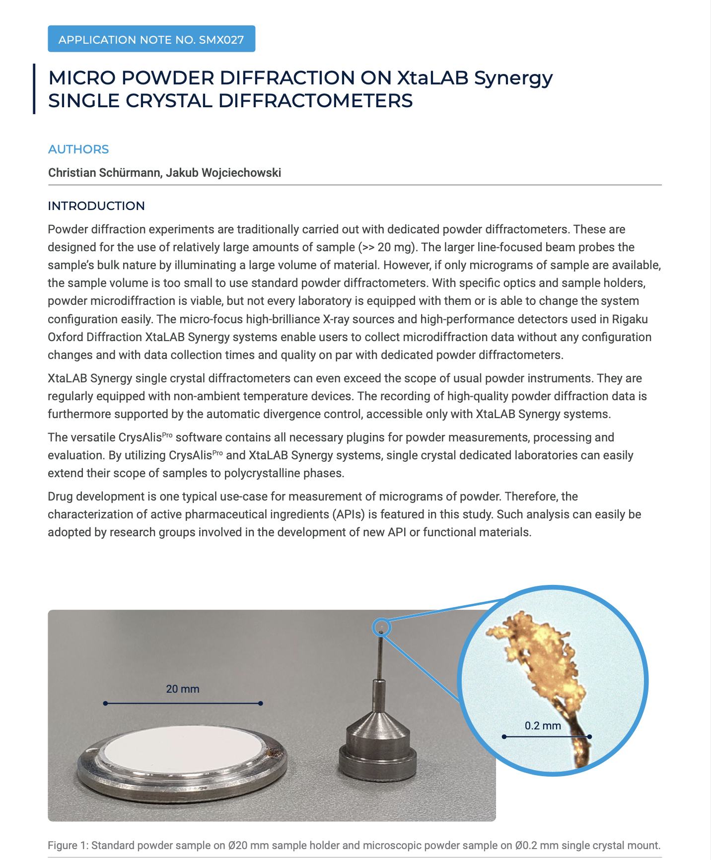 Micro Powder Diffraction on XtaLAB Synergy Single Crystal Diffractometers