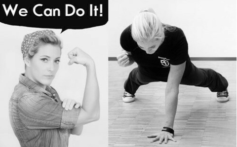 Karen Smith performing the one-arm pushup