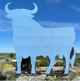 Cow you see me, cow you don’t: Spanish town’s Osborne bull turns sky blue