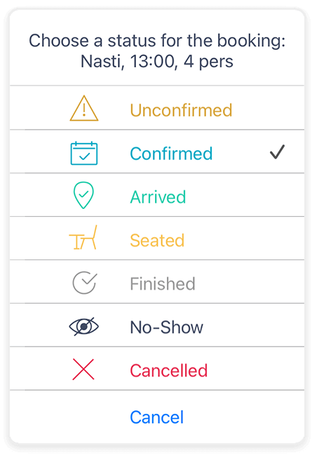 iPad Booking Status Dialog Box